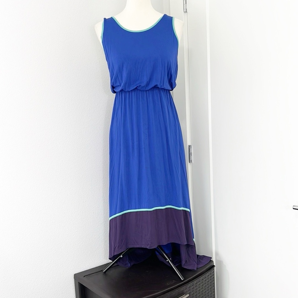 Felicity & Coco Small Blue, Purple Colorblock Sleeveless High Low Jersey Dress
